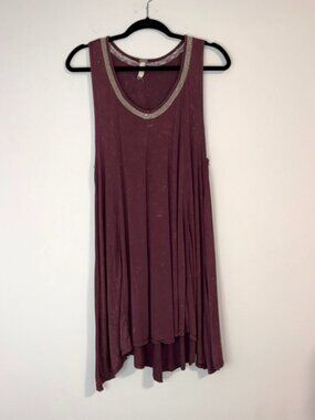 Sea Gypsies Draping Asymmetrical Mineral Washed Dress Plum Metallic Embellishmen